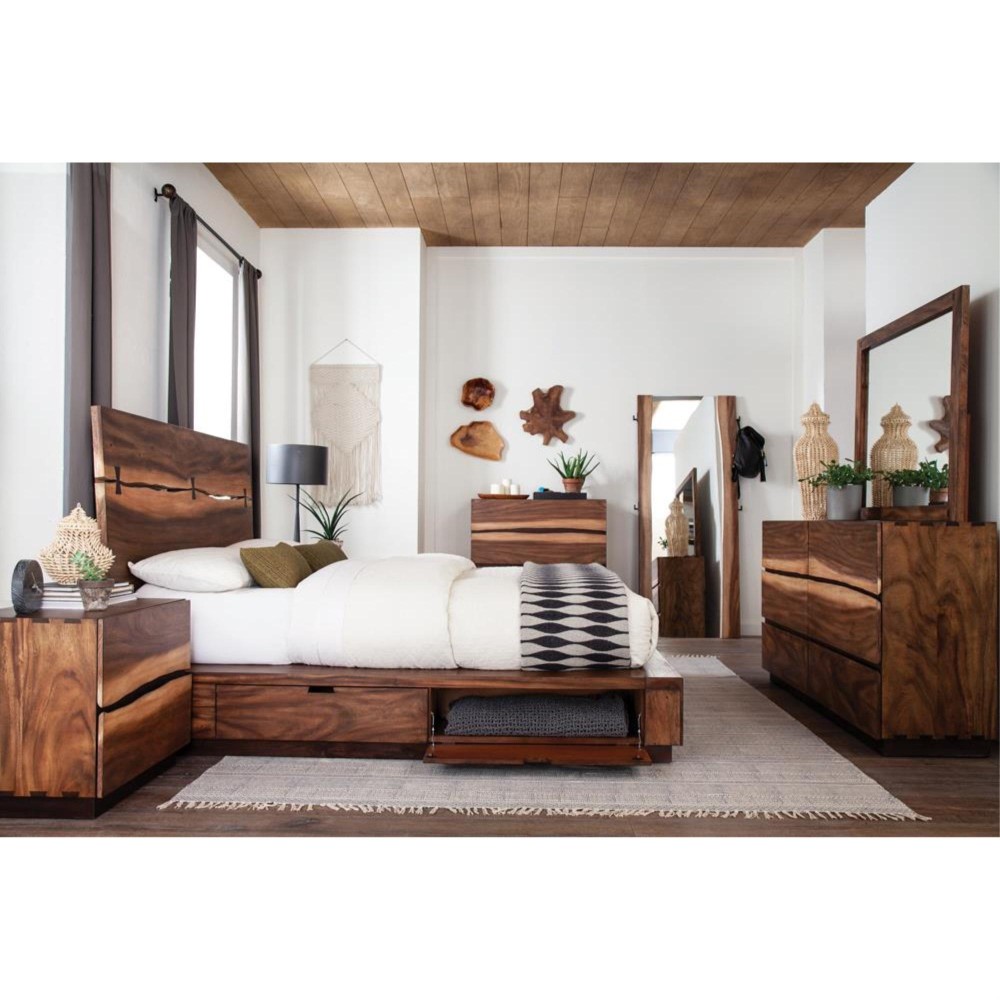 Winslow 5piece Queen Storage Bedroom Set Smokey Walnut