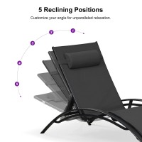 Purple Leaf Patio Oversized Chaise Lounge Chair Set With Side Table Pool Adjustable Recliner Chairs For Outside Outdoor Sunbathi