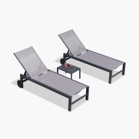 Purple Leaf Outdoor Chaise Lounge With Wheels For Outside 2 Pieces Aluminum Patio Lounge Chair With 5 Adjustable Position For Ou