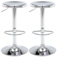 Brage Living Adjustable Bar Stools Set Of 2, Swivel Round Metal Airlift Barstools, Backless Counter Height Bar Chairs For Kitchen Dining Room Pub Cafe (Chrome)