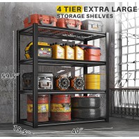 Reibii 40 W Garage Shelving 2240 Lbs Storage Shelves Heavy Duty Shelving 4Tier Adjustable Metal Shelves For Garage Shelves Ra