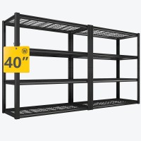 Reibii 40 W Garage Shelving Heavy Duty Storage Shelves 2240Lbs Heavy Duty Shelving 4Tier Adjustable Metal Shelves For Storage