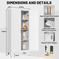 Paofin White Metal Kitchen Storage Cabinet Kitchen Pantry Storage Cabinet With Doors And Shelves Storage Cabinet With Adjustab