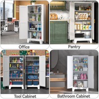 Paofin White Metal Kitchen Storage Cabinet Kitchen Pantry Storage Cabinet With Doors And Shelves Storage Cabinet With Adjustab