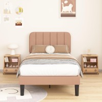 Vecelo Twin Size Bed Frame With Adjustable Headboard Velvet Heavy Duty Platform Beds With Strong Wood Slats Support No Box Spr