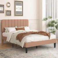 Vecelo Full Size Bed Frame With Adjustable Headboard Velvet Heavy Duty Platform Beds With Strong Wood Slats Support No Box Spr