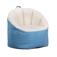 Big Joe Milano Bean Bag Chair Oat Sherpa And Dusty Blue Vegan Suede Soft Polyester 25 Feet