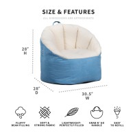 Big Joe Milano Bean Bag Chair Oat Sherpa And Dusty Blue Vegan Suede Soft Polyester 25 Feet