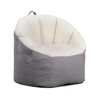 Big Joe Milano Bean Bag Chair Oat Sherpa And Graphite Vegan Suede Soft Polyester 25 Feet