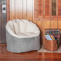 Big Joe Milano Bean Bag Chair Oat Sherpa And Graphite Vegan Suede Soft Polyester 25 Feet