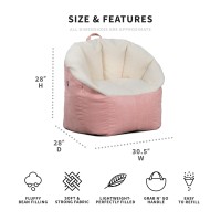 Big Joe Milano Bean Bag Chair  Oat Sherpa And Desert Rose Vegan Suede  Soft Polyester  2.5 Feet