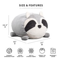 Big Joe Wild Things Foam Filled Animal Bean Bag Chair With Removable Cover  Rocky Raccoon Snugglepuff  Soft Faux Fur  3 Feet Big