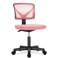 Dumos Armless Desk Wheels Cute Home Office Chairs Ergonomic Adjustable Swivel Rolling Task Comfy Mesh Mid Back Computer Work V