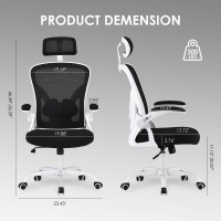 Farini Ergonomic Office Chair Home Office Desk Chair With Headrest High Back Computer Chair With Flipup Armrests And Adjustab