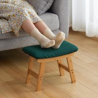 Foot Stool Ottoman Foot Rest Bamboo Foot Stool Under Desk Small Stool For Living Room Bedroom And Kitchen Natural Legs Green