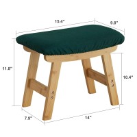 Foot Stool Ottoman Foot Rest Bamboo Foot Stool Under Desk Small Stool For Living Room Bedroom And Kitchen Natural Legs Green