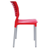 Econosillas Breeze Model | Set Of 4 Multi-Purpose Stackable Plastic Chairs Ideal For Restaurants, Cafes, Offices, Etc | High Resistance Polypropylene With Uv Protection | Red