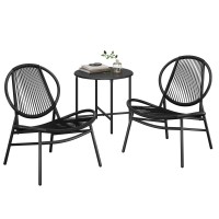 Songmics Patio Furniture Set 3 Pieces Garden Bistro Set Acapulco Chairs Outdoor Seating Side Table And 2 Chairs Indoor And