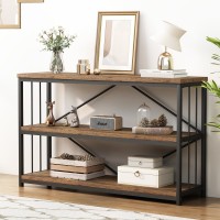 Lvb Rustic Console Table Industrial Wood Metal Entryway Sofa Table Modern Hallway Foyer Table With Storage Behind Couch 3 Tie