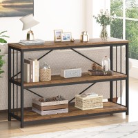 Lvb Rustic Console Table Industrial Wood Metal Entryway Sofa Table Modern Hallway Foyer Table With Storage Behind Couch 3 Tie