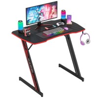 Paylesshere 35 Inch Modern Zshaped Gaming Desk Computer Desk For Home Office With Headphone Hook Sturdy Workstation Table Wit