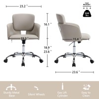 Beryth Home Office Chair With Wheels, Adjustable Height Pu Leather Ergonomic Computer Tilt Chair In Rocking Style, Modern Mid Back Swivel Vanity Task Chair For Office, Meeting, Study Room(Lightgrey)