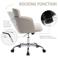 Beryth Home Office Chair With Wheels, Adjustable Height Pu Leather Ergonomic Computer Tilt Chair In Rocking Style, Modern Mid Back Swivel Vanity Task Chair For Office, Meeting, Study Room(Lightgrey)