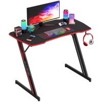 Paylesshere 39 Inch Zshaped Gaming Desk Computer Desk For Home Office With Headphone Hook Sturdy Workstation Table With Spaciou