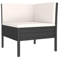 Vidaxl 12 Piece Outdoor Patio Lounge Set - Black Poly Rattan Garden Furniture With Cream White Cushions, Modular Design, Weather-Resistant Material