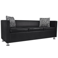 vidaXL Sofa Set 2Seater and 3Seater Black Faux Leather 278518