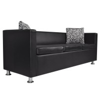 vidaXL Sofa Set 2Seater and 3Seater Black Faux Leather 278518