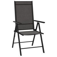 Vidaxl 9 Piece Aluminum Patio Lounge Set - Black Anthracite - Adjustable Backrest, Foldable Design, Sun Lounger, 6 Chairs, 2 Tables