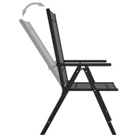 Vidaxl 9 Piece Aluminum Patio Lounge Set - Black Anthracite - Adjustable Backrest, Foldable Design, Sun Lounger, 6 Chairs, 2 Tables
