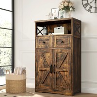 Befrases Farmhouse Storage Cabinet With Drawers And Shelves Freestanding Kitchen Pantry Storage Cabinet Floor Storage Cabinet