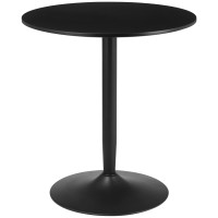 Homcom Round Dining Table, Modern Kitchen Table With Steel Base, Non-Slip Foot Pad For Living Room, Dining Room, Black