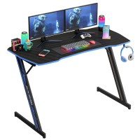 Paylesshere 47 Inch Modern Zshaped Gaming Desk Computer Desk For Home Office With Headphone Hook Sturdy Workstation Table Wit