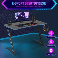 Paylesshere 47 Inch Modern Zshaped Gaming Desk Computer Desk For Home Office With Headphone Hook Sturdy Workstation Table Wit