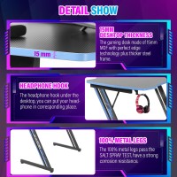 Paylesshere 47 Inch Modern Zshaped Gaming Desk Computer Desk For Home Office With Headphone Hook Sturdy Workstation Table Wit