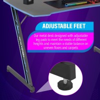 Paylesshere 47 Inch Modern Zshaped Gaming Desk Computer Desk For Home Office With Headphone Hook Sturdy Workstation Table Wit