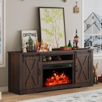 Amerlife Fireplace Tv Stand With Sliding Barn Door For Tvs Up To 73 Farmhouse 63 Fireplace Entertainment Center With Storag