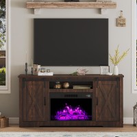 Amerlife Fireplace Tv Stand With Sliding Barn Door For Tvs Up To 73 Farmhouse 63 Fireplace Entertainment Center With Storag