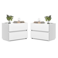 Furtble Nightstands Set Of 2 Stackable 2 Drawer Dresser Small Bedside Table With Drawers Wood Organizer Drawer Cabinet White