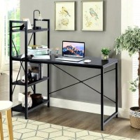 White Moon Desk Furniture With Shelves Comoda Home Office