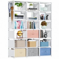 Mavivegue Book Shelf 18 Cube Storage Organizer Diy Bookcase Metal Cube Bookshelf Tall Book Case For Bedroom Living Room Of