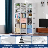 Mavivegue Book Shelf 18 Cube Storage Organizer Diy Bookcase Metal Cube Bookshelf Tall Book Case For Bedroom Living Room Of