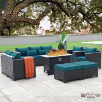 Patio Furniture Set 45Inch Outdoor Fire Pits 7 Pcs Outdoor Furniture Sets Patio Couch Outdoor Chairs 60000Btu Outdoor Propane F