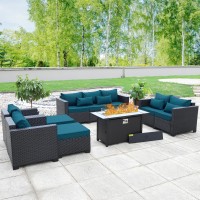 Patio Furniture Set 45Inch Outdoor Fire Pits 7 Pcs Outdoor Furniture Sets Patio Couch Outdoor Chairs 60000Btu Outdoor Propane F