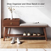 Kampco Wood Entryway Bench With Shoe Rack, Farmhouse Indoor Shoe Benches Seat, Shoe Storage Bench Organizer For Living Room, Bedroom, Hallway
