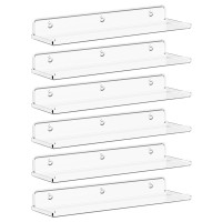 Lifewit Floating Shelves For Wall 6 Pack 15 Clear Acrylic Shelf Room Decor For Bookfiguresphotomakeup In Bathroom Book Sh