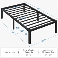 Yaheetech Twin Xl Bed Frame With Storage Space, No Box Spring Needed, 14 Inches Powerful Storage Space, Sturdy Steel Slat Support, Black
